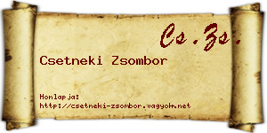 Csetneki Zsombor névjegykártya